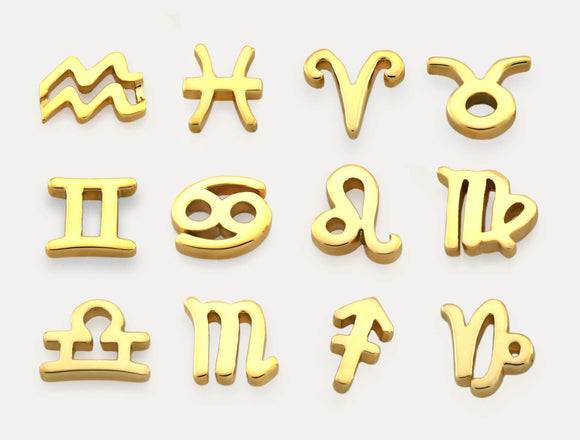 Zodiac studs. Solid Yellow Gold