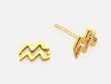 Zodiac studs. Solid Yellow Gold