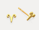 Zodiac studs. Solid Yellow Gold