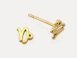 Zodiac studs. Solid Yellow Gold